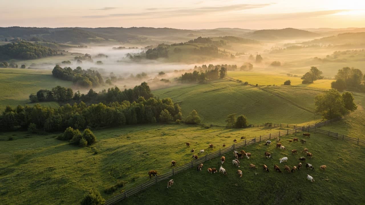 Ūkio ganyklos ir galvijai rytiniame rūke – dingusių gyvulių paieškos zona